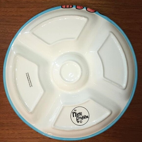 Nicole Engblom Mermaid Fish Hand Painted Sectioned Ceramic Serving Platter 13” - Picture 2 of 3